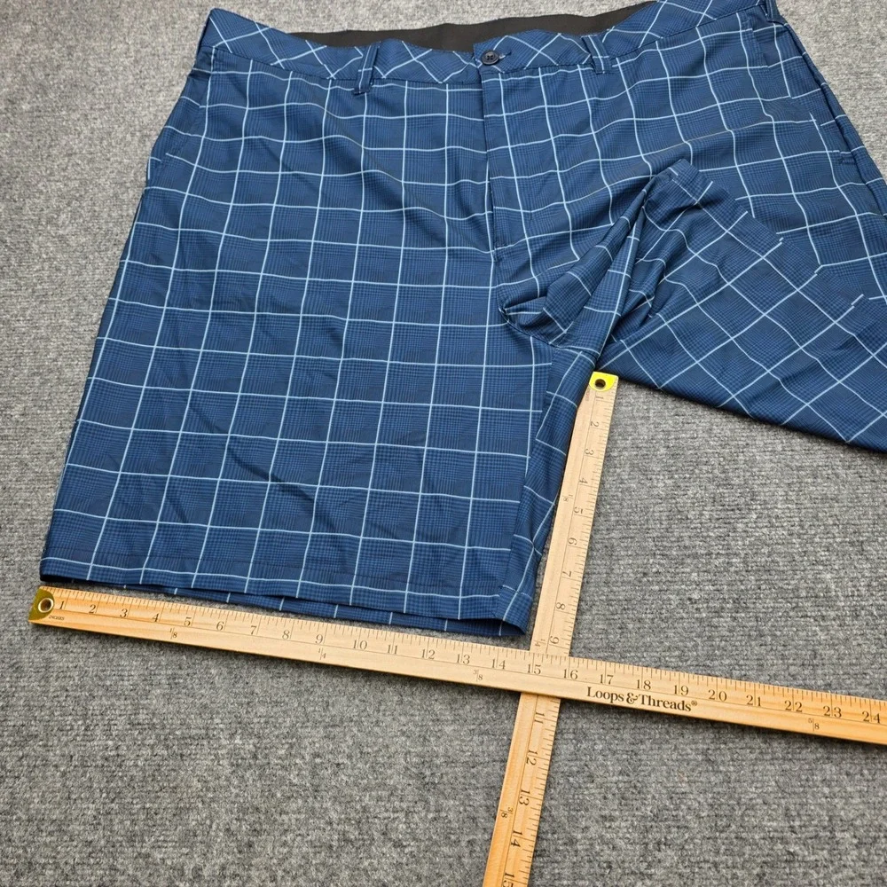 Reebok Golf Mens Blue Windowpane Plaid Performance Shorts Size 48 Stretch Active